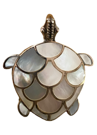Mother of Pearl Turtle Sterling Silver Pin & Pendant