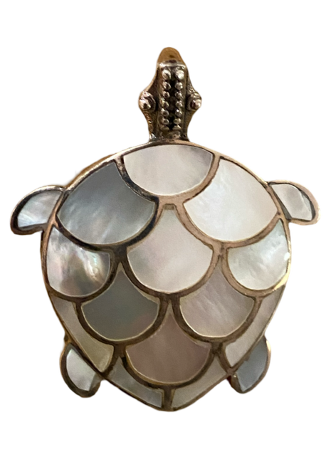 Mother of Pearl Turtle Sterling Silver Pin & Pendant