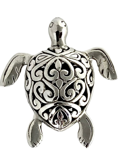 Filigree Sterling Silver Turtle Brooch