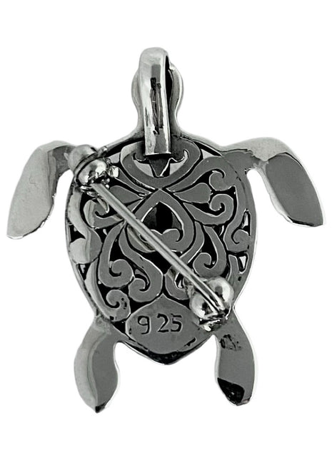 Filigree Sterling Silver Turtle Brooch