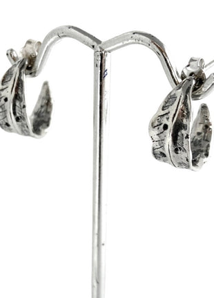Sterling Silver Leaf Hoops