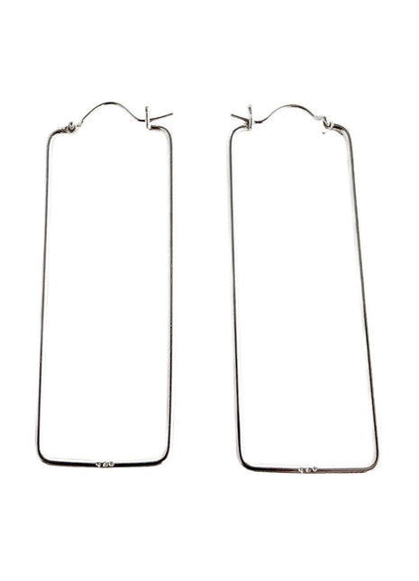 Sterling silver rectangle hoop.