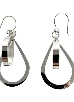 Sterling Silver Double Teardrop Dangle Earrings