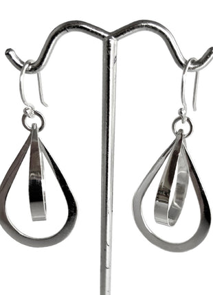 Sterling Silver Double Teardrop Dangle Earrings