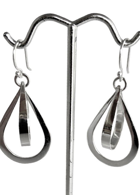 Sterling Silver Double Teardrop Dangle Earrings