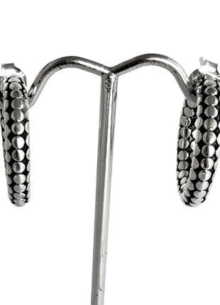 Sterling Silver Hoop Earrings with Oxidized Dots