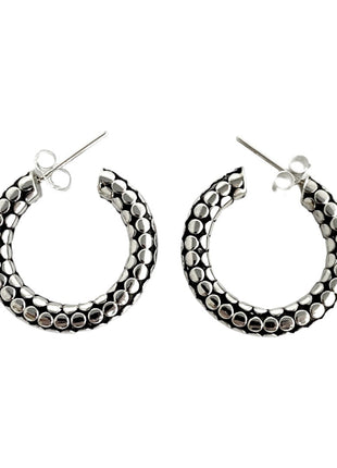Sterling Silver Hoop Earrings with Oxidized Dots