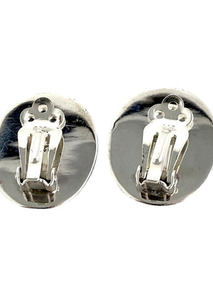 Sterling Silver Oval Clip-On Earrings with Dots