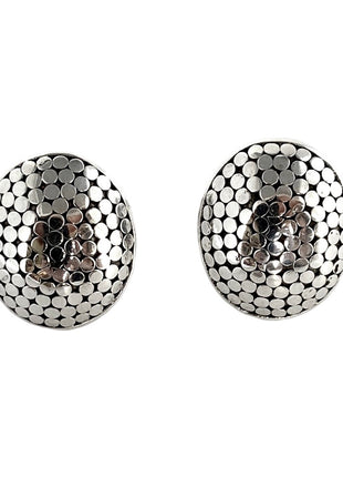 Sterling Silver Oval Clip-On Earrings with Dots