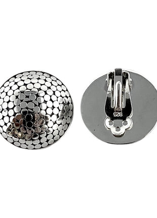 Silver Textured Dome Clip-On Earrings