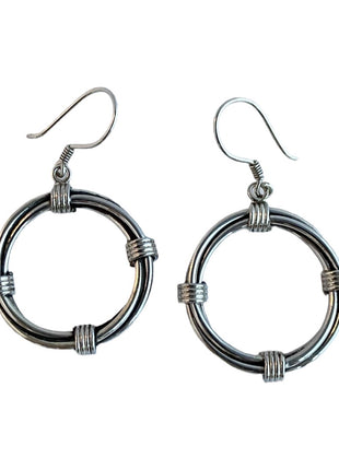 Sterling Silver Hoop Earrings with Knotted Design