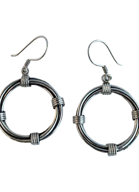 Sterling Silver Hoop Earrings with Knotted Design
