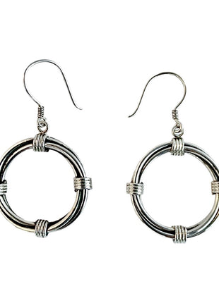 Sterling Silver Hoop Earrings with Knotted Design
