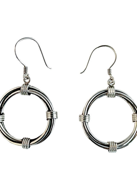 Sterling Silver Hoop Earrings with Knotted Design
