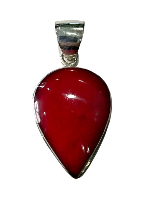 Red Coral Teardrop Pendant