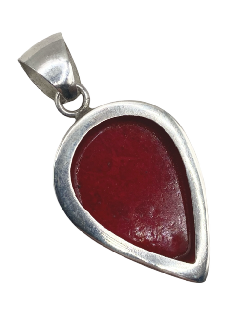 Red Coral Teardrop Pendant