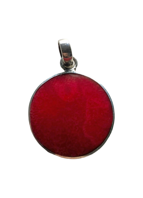 Reversible Red Coral Tree of Life Pendant in Sterling Silver